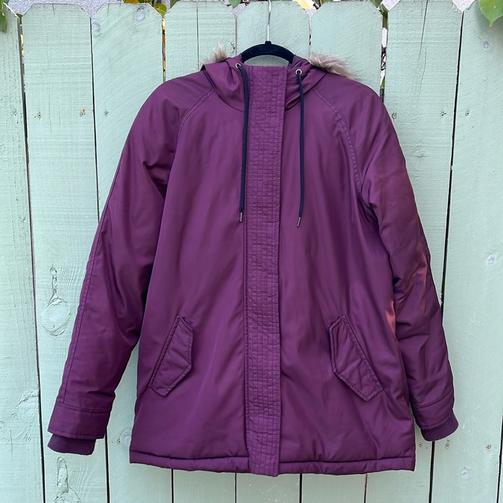 Old Navy Winter Coat with Faux Fur Trim and Free Infinity Scarf